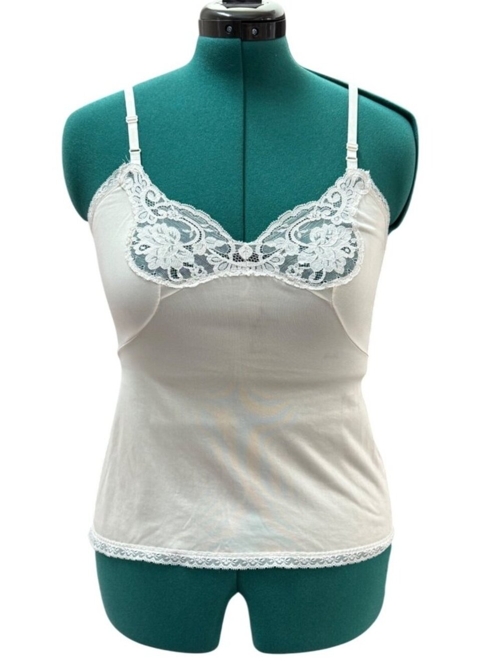 Vintage White Lace Trim Camisole Slip Top With Adjustable Straps Womens Small - Picture 2 of 16